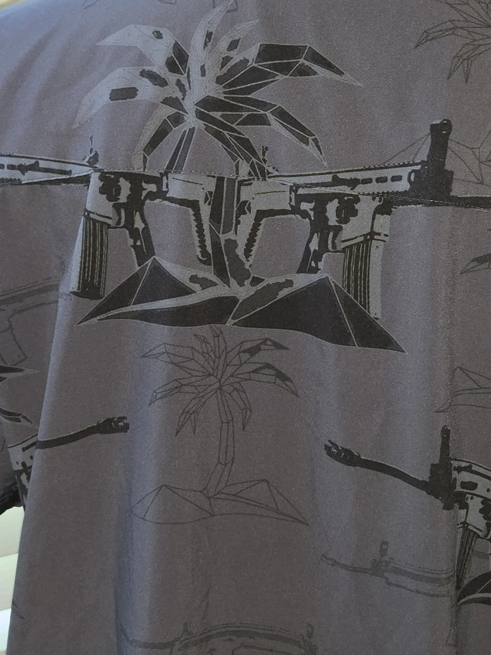 Men's Short-Sleeve Retro Rifle Tactical Palm And Rifles Shirt